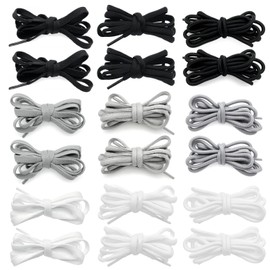 JZK 9 Pairs 150cm long, oval, flat and round shoe laces for sneakers, oval shoelaces shoestring for trainers, sports shoes, boots, work shoes, flat trainers laces white, black, gray