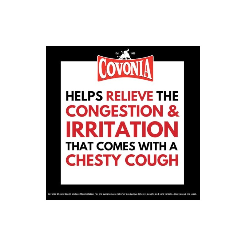 Covonia Chesty Cough Mixture Mentholated, Loosens Stubborn Mucus, 300ml