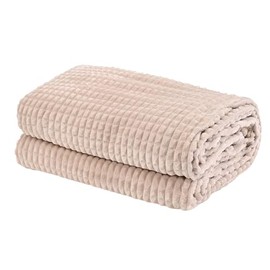 PALASSI Cobija de Cuadros Suave, Caliente y Resistente Ideal para Cama Sofa en Forro Polar, Distintos Colores y Tamaños Disponibles. (Arena, Individual 1.25 x 1.80)