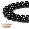 BEADNOVA 8mm Black Onyx Gemstone Round Loose Beads for Jewelry
