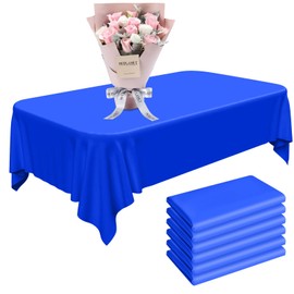 6PCS Blue Table Cloth Plastic Disposable Tablecloths - 137 x 274 cm Large Party Disposable Desk Protector Cover Rectangle Plastic Dining Liner for Outdoo Birthday Wedding Crafting Home Decorations