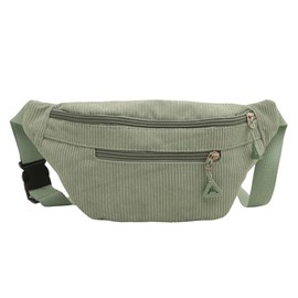 Women's Shoulder Bag, Bum Bag, Small Corduroy Bum Bag for Men and Women, Cord Crossbody Bag, Adjustable Bum Bags Made of Corduroy, Chest Pocket Cord for Outdoor Sports Running, Light Green B, Modern
