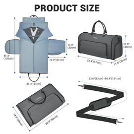 DEVPNR Garment Duffle Bag for Travel, 50L Large Travel Duffle Bag for Men and Women with Shoe Compartment, 3 in 1 Waterproof Carry on Weekend Bag for Bussiness Trip & Sport (Gray)