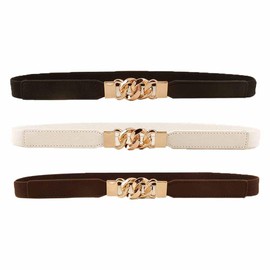 GeorgeX 3 Piezas Cinturón de Mujer, Cinturones Ajustables sin Hebilla para Mujer Cinturón Elastico Mujer para Vestidos y Jeans