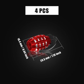 AIEX 4 Packs Valve Stem Caps, Grenade Style Aluminum Heavy Duty Valve Stem Covers Air-proof Tire Caps for Cars SUV Trucks Motorcycles Bicycles(Red)