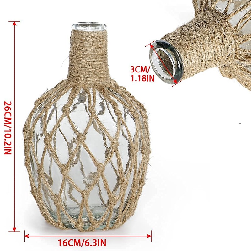 MDLUU Glass Jug with Twine 10" Tall, Flower Vase with