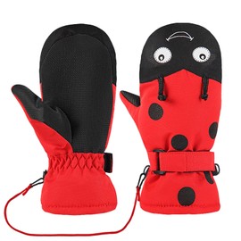 LOVMEAD Children's Ski Gloves, Winter Mittens, Gloves, Boys and Girls, 1-10 Years, Warm, Waterproof, Windproof for Snow, Snowboarding, Skiing, Cycling (M (4-6 Years), Red)