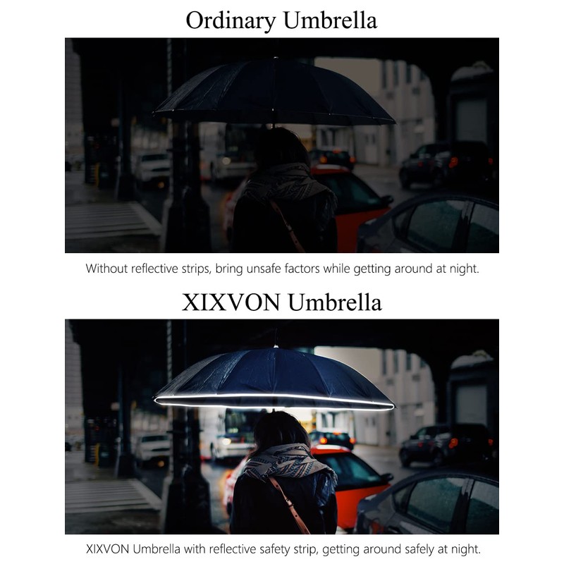 XIXVON Umbrella Pro (10 Ribs, Black) | UPF 50+ 99%
