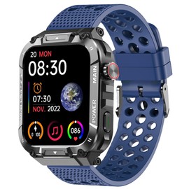 Compatible with Hvlgmrc Military Smart Watch Band Bands, 22mm Silicone Replacement Wristbands Sport Strap with Metal Buckle Compatible with Hvlgmrc P66, Azgqswr P66, Ypaddbu P66 1.96 Inches Military Smart Watch (Blue)