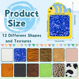 VBNZBK Pack of 12 Sensory Mats, Sensory Wall Panel for Children, Autism Aid, Sensory Textured Fabric, Animal Mat, Educational Game, Items for Children, Autism, School Supplies