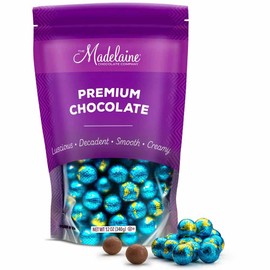 Madelaine Chocolate Premium Milk Chocolate World Globe Balls - 1 Lb Bag Individually Wrapped Candy Foil Map of the World for Earth Day, Memorial Day & World-Themed Parties