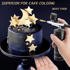 Airbrush KIT Cordless Rechargable with Compressor Portable Air Brush Sets,Auto Handled for Model Painting,Nail,Make Up,Tattoo, Black