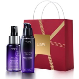 L'BEL Set Nocturne, Srum 30 ml Hidratante 50 ml Bolsa Regalo, Rutina de Cuidado Facial, Skincare, para Todas Edades, Rosto Saludable y Descansado, Potencia Renovacin Nocturna de Piel