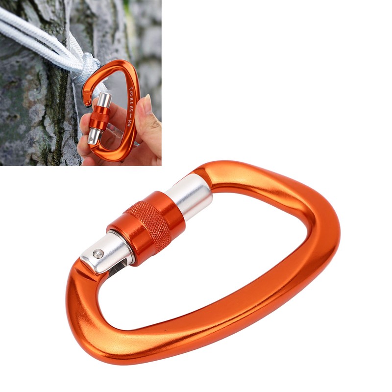 D Carabiner Clip Aluminum Alloy Auto Lock Heavy Duty D