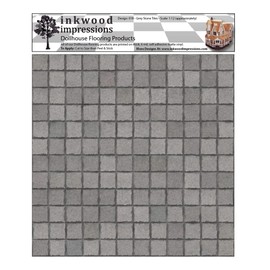 Dollhouse Flooring - 6 Mil Peel and Stick Vinyl 12" x 12" - Design 018 Grey Stone Tiles
