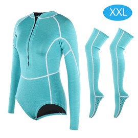 Adult Woman One Pieces Wet Type Keep Warm Snorkeling Diving Wet Suit with Stockings 2mm(XXL )