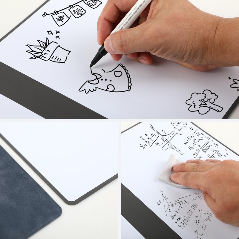 A5 Mini Whiteboards, Portable Erasable Whiteboard with 3 Colouring Pencils,