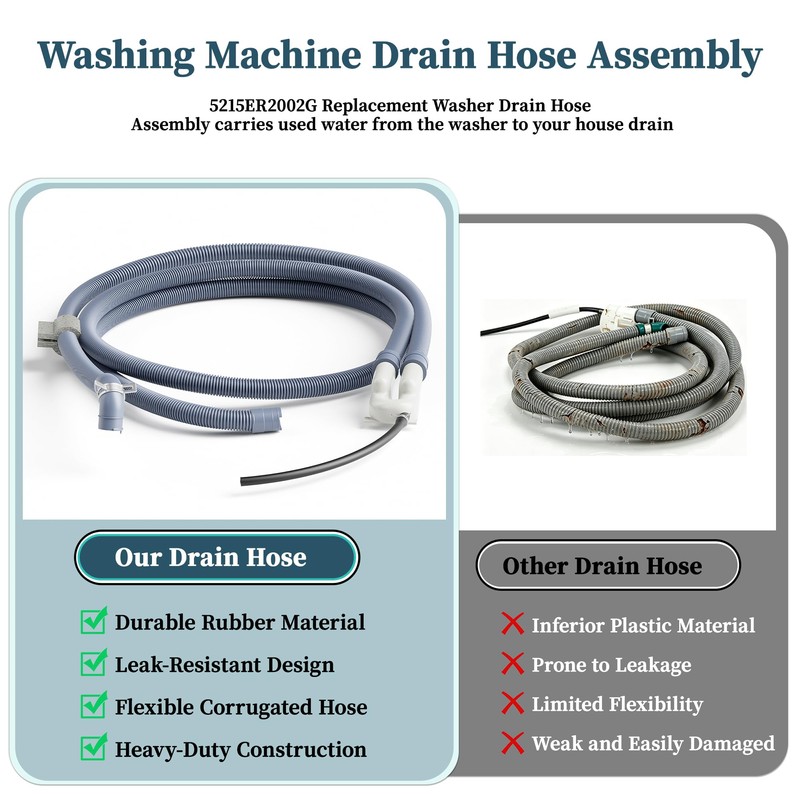 5215ER2002G Washer Drain Hose Assembly Replacement for L-G & Ken-more