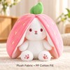 Kawaii Transforming Fruit Bunny Plush Toy, Strawberry and Carrot Rabbit