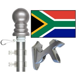 3x5 South Africa Flag and Flagpole Set International 3x5 foot Tanglefree Flag Pole Set Includes Flag 6 ft Pole and Bracket (South Africa Spinner Pole Flag Set)