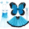 WILDPARTY Fairy Costume Kids Set, Butterfly Wings Tutu Hair Clips