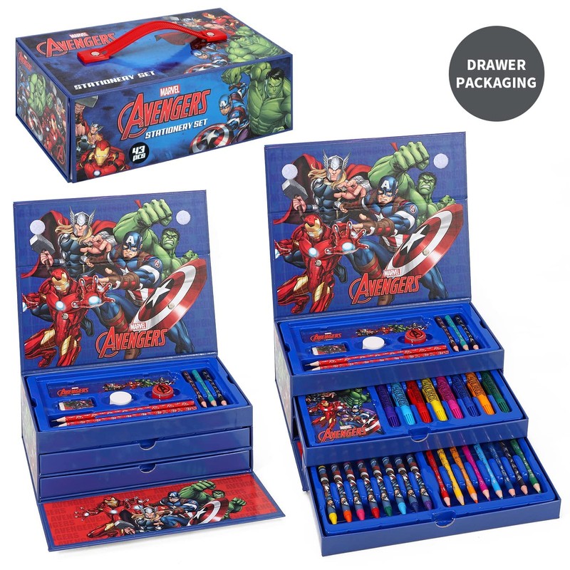 Avengers Kids 43pc Colouring Art Stationery Set with Watercolour Felt