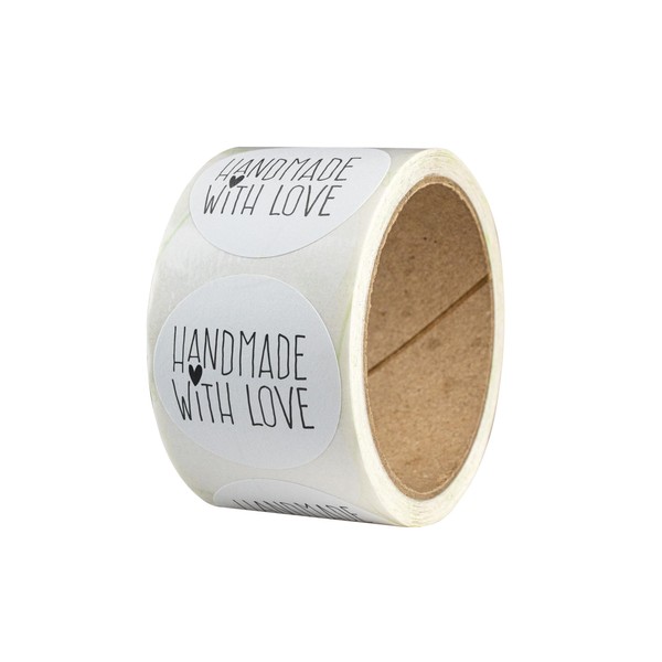 Handmade with Love Stickers, Pack of 50, Recycled Paper, Round,