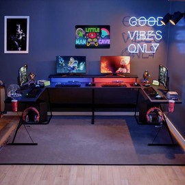 SHOOHS Little Man Cave Sign,8 x 12 inch Gaming Room Wall Decor Aluminum Modern Gaming Room Decors Boys Bedroom Decor Unique Game Room Accessories