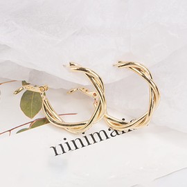 Gold Hoop Earrings for Women Double Twist Hoop Earrings Hypoallergenic Chunky Huggie Hoop Earrings Gifts for Her