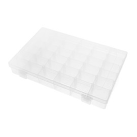 Ipetboom 36Grids Clear Plastic Organizer Box with Removable Compartments for Baking Tools Transparent Storage Container for Craft Supplies Scissors Nails and Piping Tips