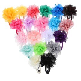 Ipetboom 20pcs Mixed Color Chiffon Flower Hair Clips for Barrettes for Everyday Special Occasions Cute Floral Hairpins for Little
