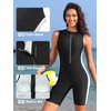 ATTRACO Boyleg One Piece Swimwear Workout Bathing Suits Zip Front