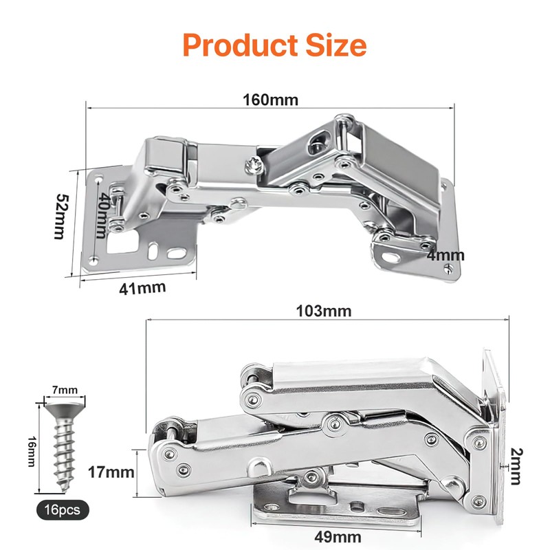 Ulsam 2pcs Soft Close Cabinet Hinges, 170 Degree Concealed Cupboard