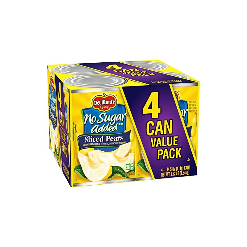 Del Monte No Sugar Added Sliced Bartlett Pears, Canned Fruit,