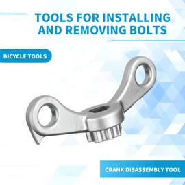 Bike Crank Removal Tool, Professional Crank Extractor with Safety Hook, Compatible with Shimano Hollowtech II, Bicycle Repair Tool for Easy Crank Removal and Installation (Silver)