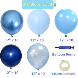 76 PCS Blue Birthday Decorations - Navy Blue Happy Birthday Banner with Honeycomb Ball and Birthday Balloons with Pump, Star Hanging Swirl Streamer - Birthday Party Decorations for Men Boys Women