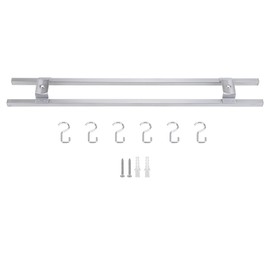 Stainless Steel Magnetic Knife Holder Wall Mounted Double Bar Kitchen Rack with 6 Hooks