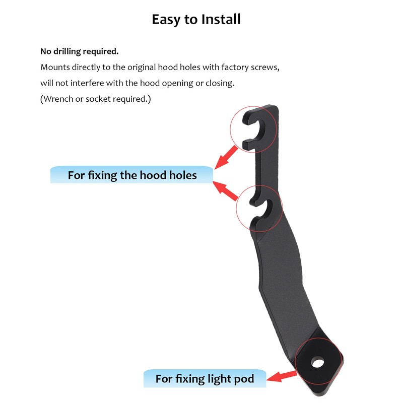 DarSeity Low Profile Mount Hood Hinges Ditch Light Brackets for