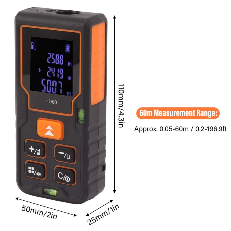 Laser Distance Meter High Accuracy Portable Handheld Rangefinder for Engineering