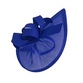 Caprilite Vegan Moon Hoop Fascinator Hat on Headband Wedding Ascot Races Bespoke Sinamay Disc (Royal Blue)