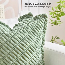 LRartdeco Pack of 2 Corduroy Sage Green Cushion Cover Boho Decorative Throw Pillowcase Sofa Cushions Modern Twill Throw Pillow Covers Soft Cushions for Home Decor Couch with Invisible Zipper