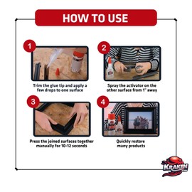 Super Glue Kraken Bond WOW Super Fast Adhesive CA Glue with Activator Spray 1.75oz 12 Pack