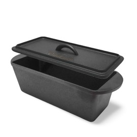 Cuisiland Rectangular Cast Iron Bread Loaf Pan, Heavy Duty 11x4.75x4,25" (14" L/Handles) with Lid (BLP137U)