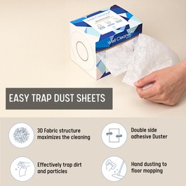 Dust Removal Sticky Wipes 70 sheets 5.1" x 5.5" each, Double-Sided, Ease to clean, Sweep any floors, Trappign for Dust, Dirt, Pet fur, and Hair, Use them on any surfaces, Product of Korea
