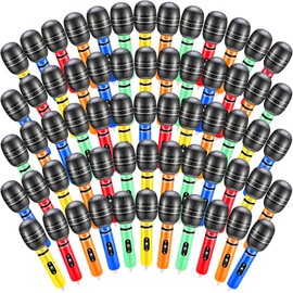 Zhanmai 60 Pieces Inflatable Microphones Large Blow up Microphone Assorted Colors Inflatable Microphone Pretend Play Plastic Toy Props for Birthday Musical Concert Party Supplies(13.78 Inches)