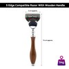 Wooden Razor for Men with 5 Edges Compatible Men's Razor