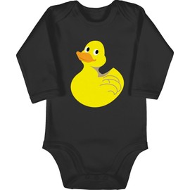 Shirtracer - Baby Bodysuit Long Sleeve Girl Boy - Assorted Colours - Squeaky Duck, 2 Black, 6-12 months