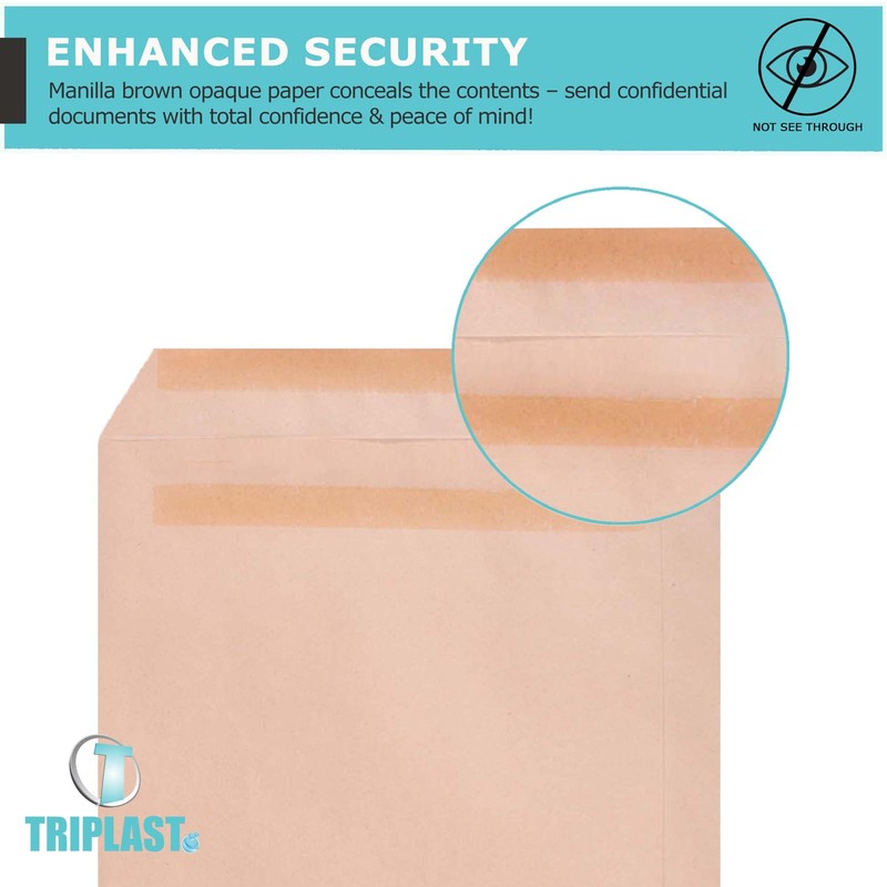 Triplast 100 x C5 Manilla Self Seal Security Envelopes (Size: