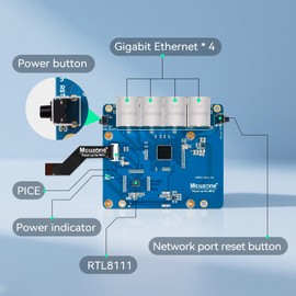 Meshnology MPRG4 for Raspberry Pi 5 Pcie to 4-Way Gigabit Ethernet, Drive-Free, Plug and Play, Can Be Connected to 4g-Single Board Mprg4,with 1x Gigabit Ethernet,4xscrew,1xfpc Shielded Cable