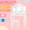 Costzon Kids Vanity, Girls Vanity Set with Mirror and Stool